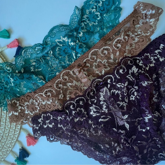 Victoria's Secret Dream Angels 3-Pack Shine Lace Shimmer Cheekini Panties S NEW - Picture 3 of 9